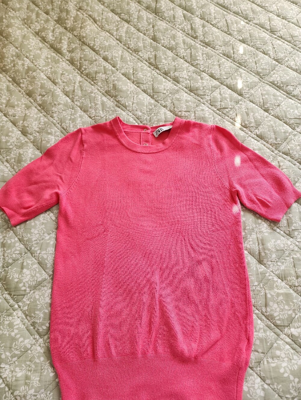 Zara Pink Short-Sleeve Knit Top